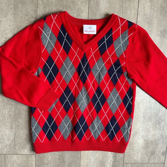 New Hanna Andersson 110 Boys V-Neck Argyle formal Sweater long 100% cotton soft - Picture 1 of 16